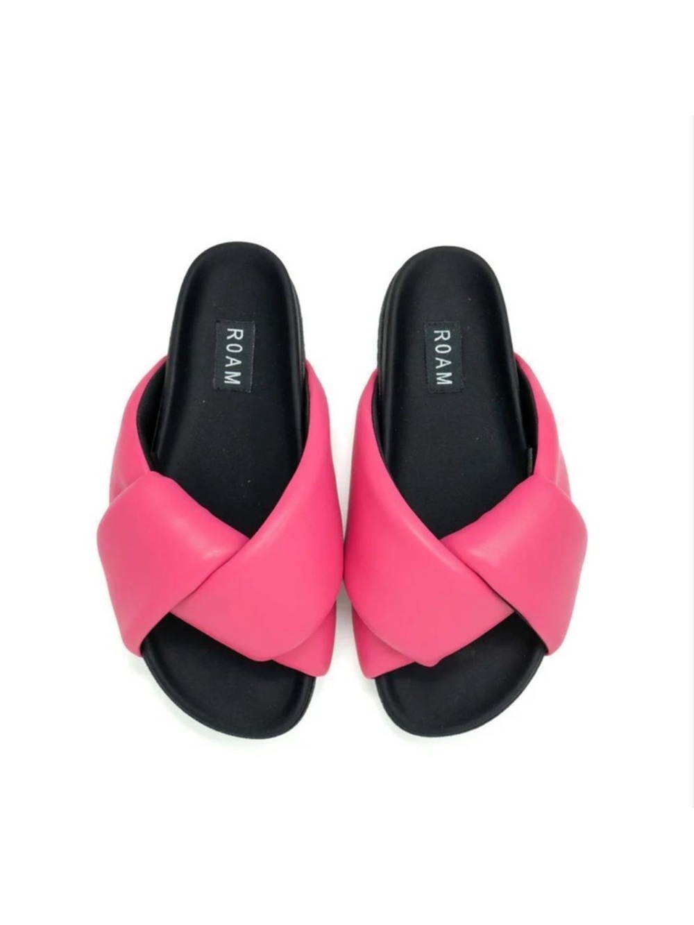 ROAM Hot Pink Crisscross Slide Puffy Sandals